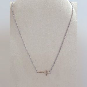 JK by Thirty-One “Whisper Cross Necklace” 2 tone silver/gold 16”+ 2” extenderNWT